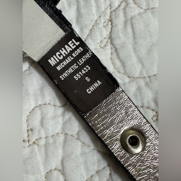 Michael Michael Kors Synthetic Leather Stud Logo Black Size Small Belt - Picture 4 of 11